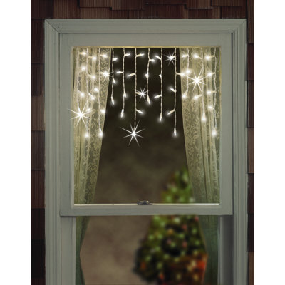 Tupkee Window Icicle Lights Set, 3 Feet (0.91 m), 50 Clear Incandescent Christmas Indoor Icicle Lights