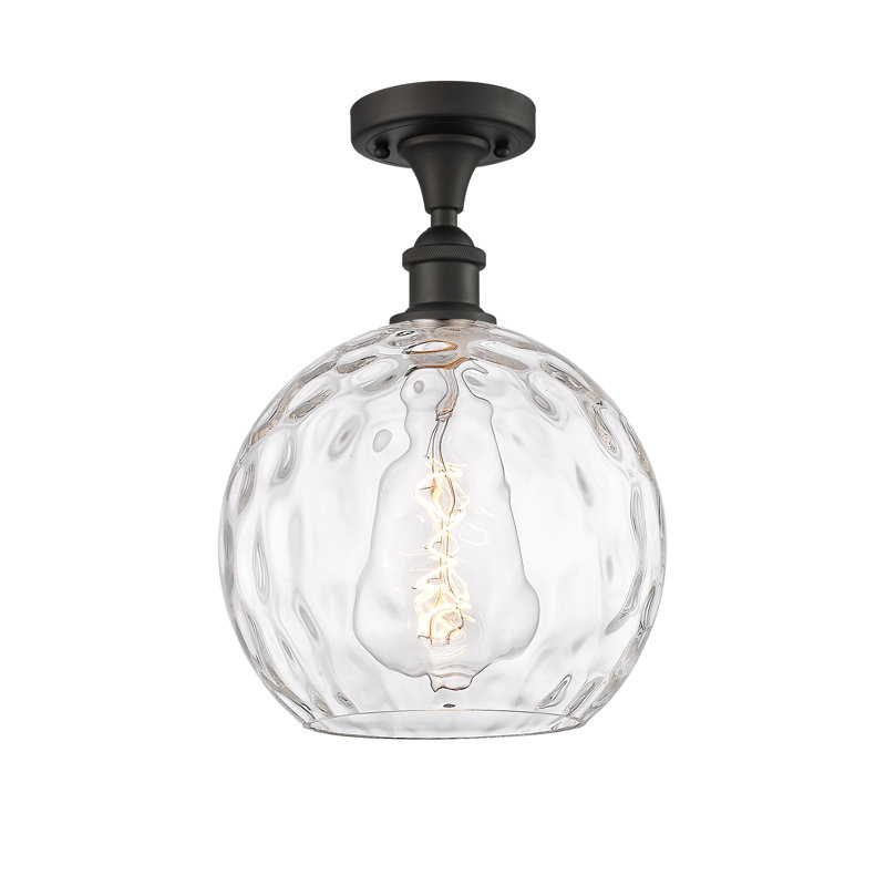 Cindi Glass Semi Flush Mount, 15" H x 10" W x 10" D, LED, Oil Rubbed Bronze