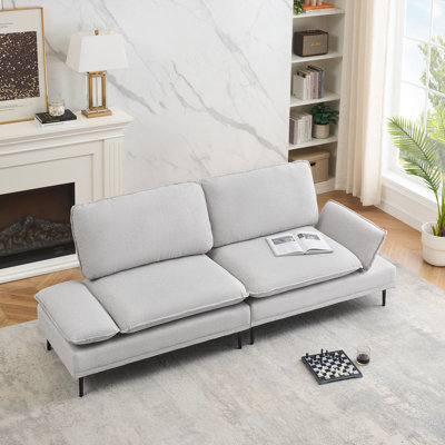 90.55" Woven Polyester Blend Sofa