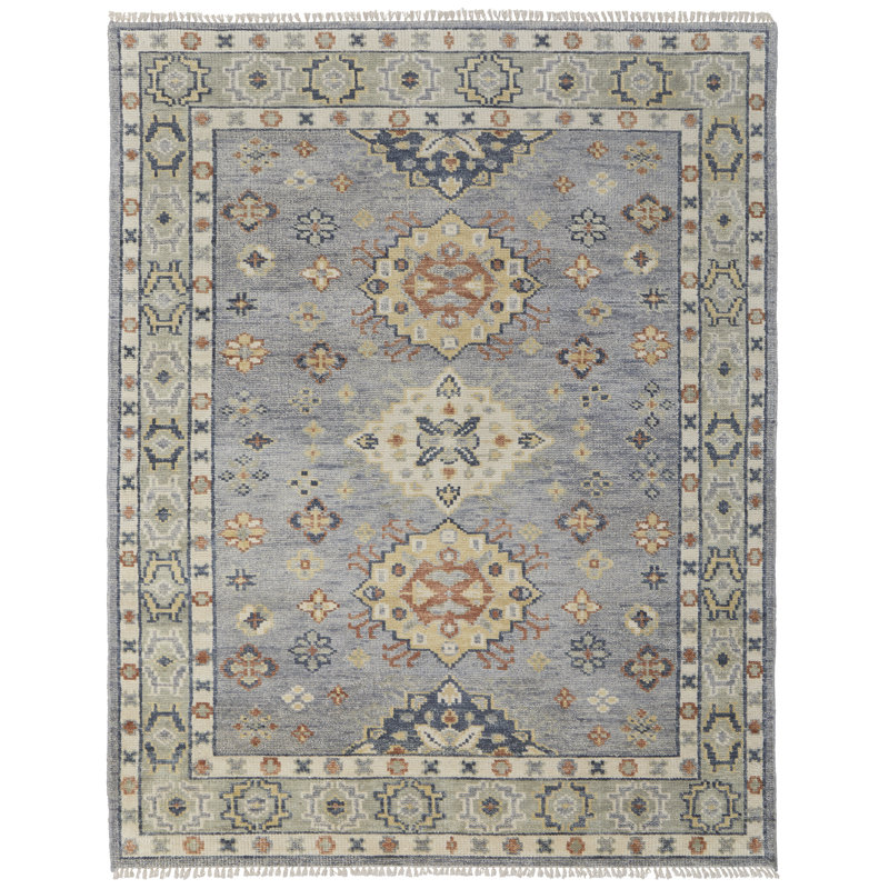 Nacy Wool Oriental Area Rug, Rectangle 4' x 6', Gray