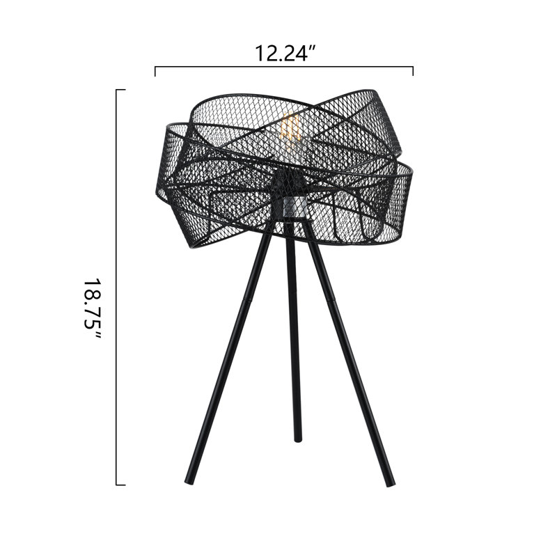 Isaiu 18,75 po noir moderne interrupteur à cordon en métal pour chambre à coucher / salon table de chevet table de chevet simple trépied petites lampes de table