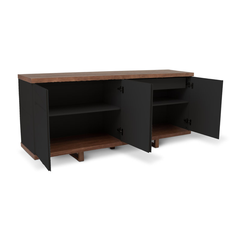 Modern Brazilian 71'' W Solid Wood Sideboard, Nogal/Black