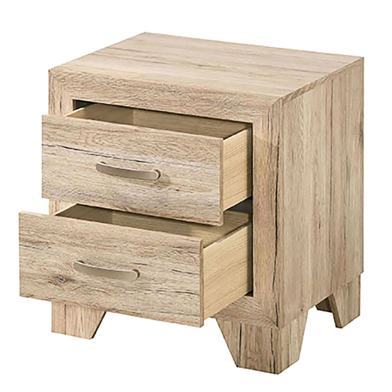 Table de chevet Natural 2 avec glissières de tiroir robustes et chambre à coucher à poignée en métal reconfigurable avec article modifiables