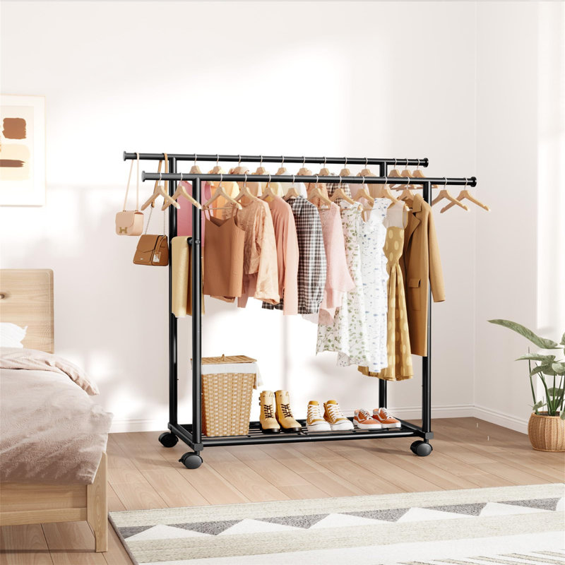 98cm Rolling Clothing Rack, Black