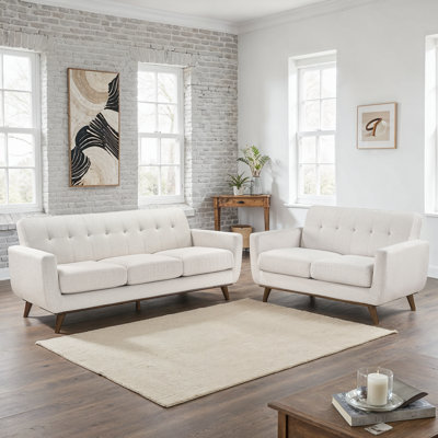 Cureton 2-Piece Modern & Contemporary Living Room Set - Textured Loveseat and Sofa with Durable Plywood Frame, Comfortable Foam & Pocket Coils, Revers by George Oliver