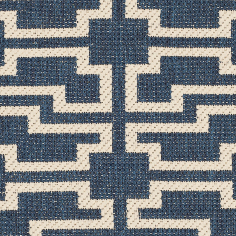 Arneshia Geometric Blue/Beige Area Indoor/Outdoor Area Rug, Round 7'1"