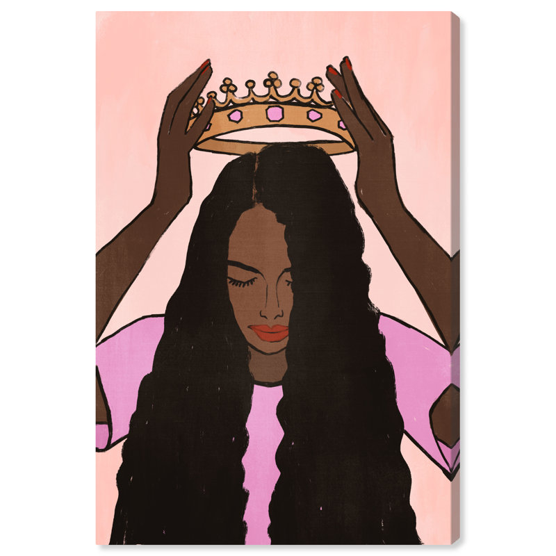 «Girl in Pink with Crown», reproduction d'art sur toile, L 16 po x H 24 po, Toile tendue