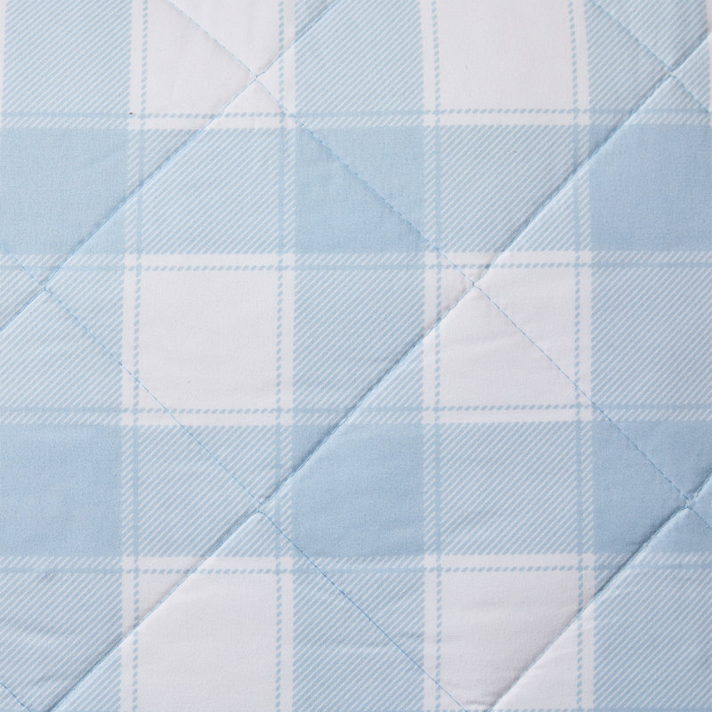 Hallmark Checkered Bliss 3-Piece Scalloped Quilt Set, Blue, Queen Quilt + 2 Queen Shams