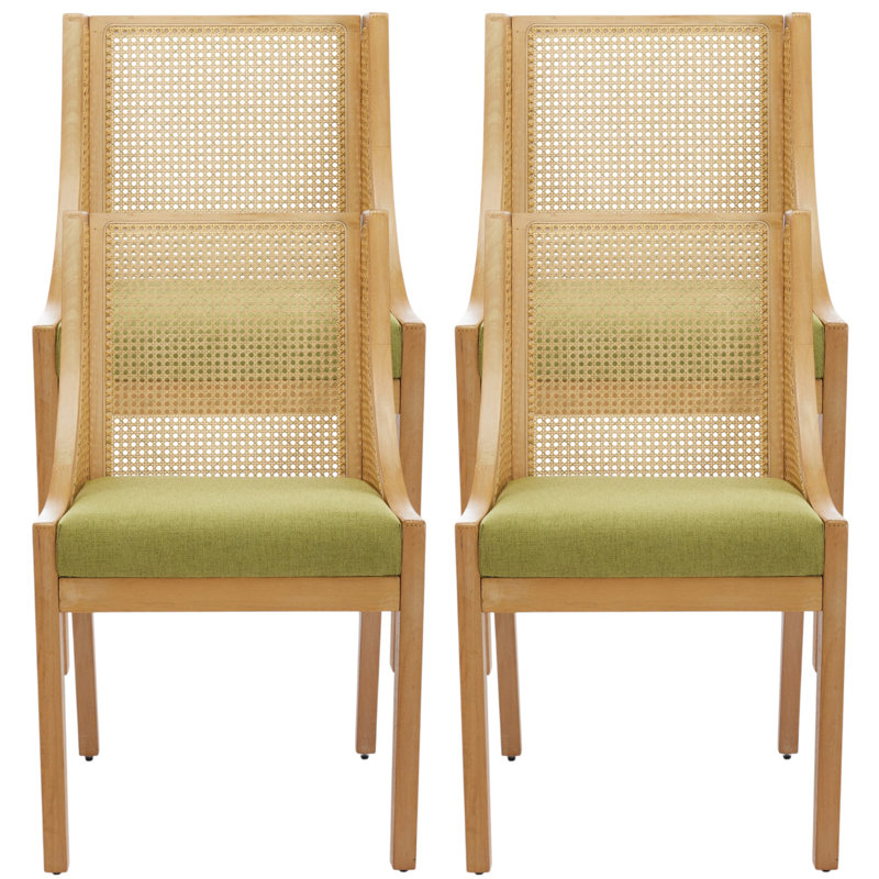 Chaises d'appoint rembourrées en bois massif de style rustique en rotin, Vert