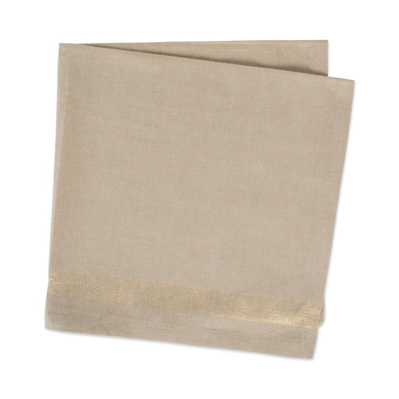 Pigg Cotton Blend Striped Square Napkin, Gold Stripe