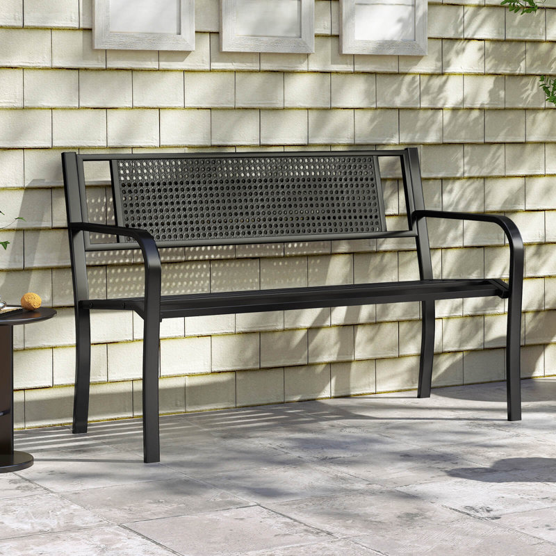 Banc de jardin 50 po avec dossier à motifs et accoudoirs courbés pour la véranda