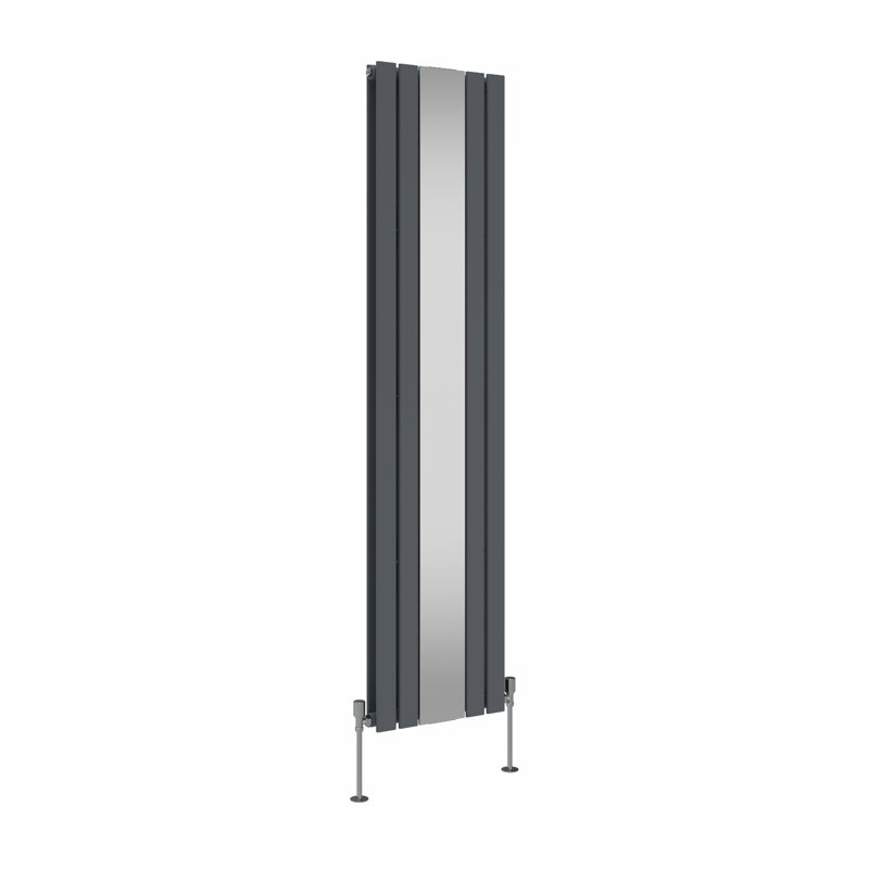 Flat Double Panel Vertical Designer Mirror Radiator, Anthracite, 1800cm H x 417cm W x 64cm D