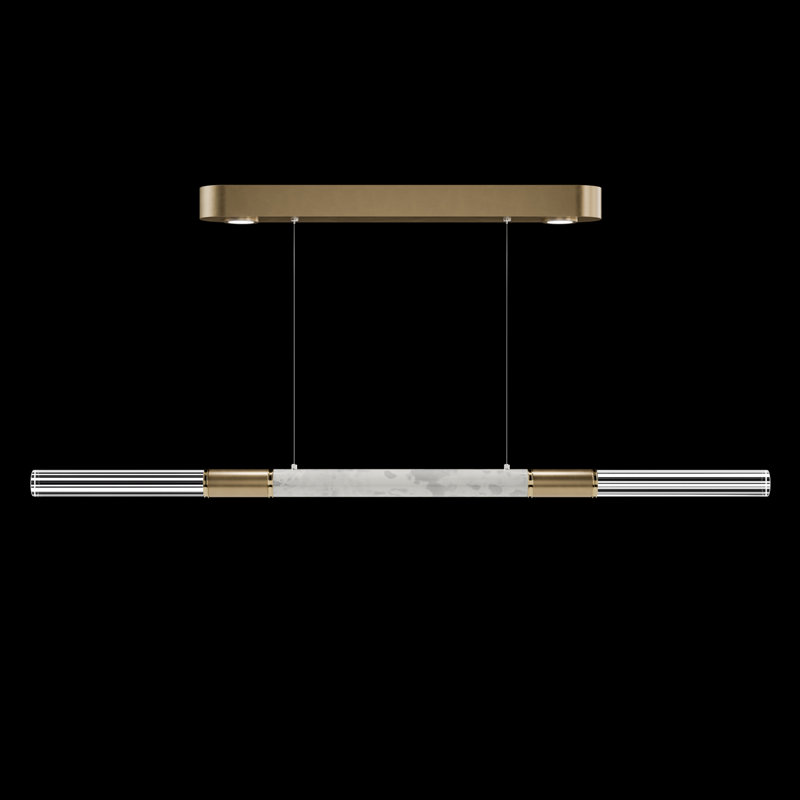 Luminaire suspendu linéaire l 62 po Antonia, Laiton/Feuille d'or/Fumée