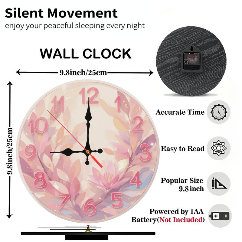 Horloge florale avec chiffres roses