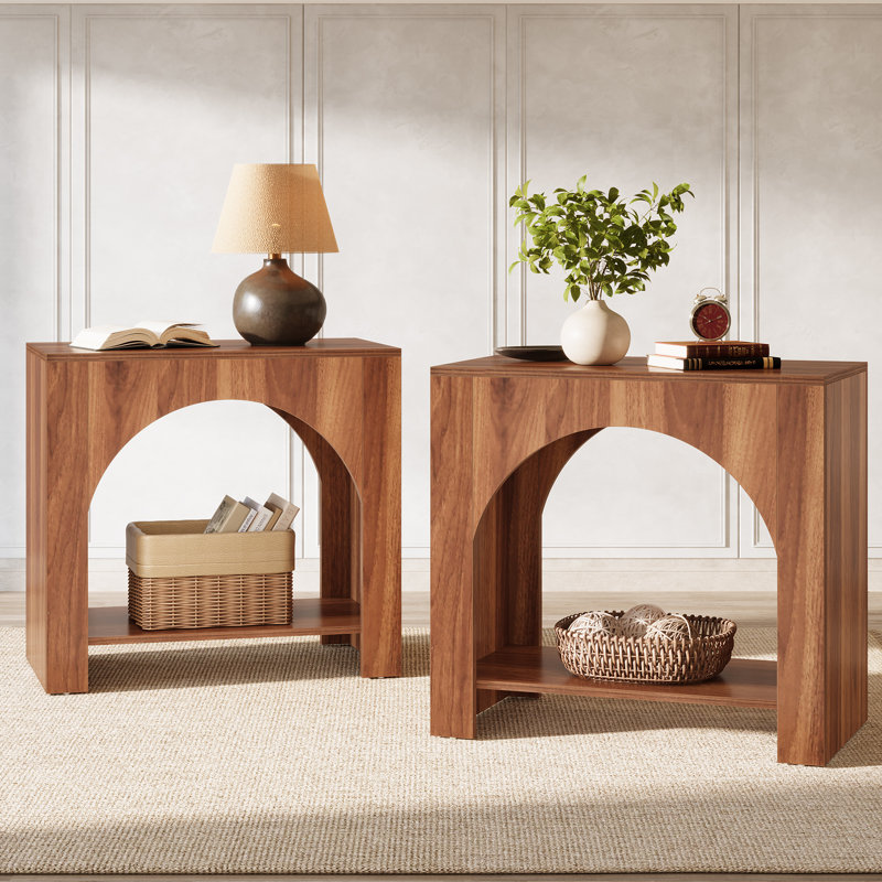 Set Of 2 Nightstand, Walnut
