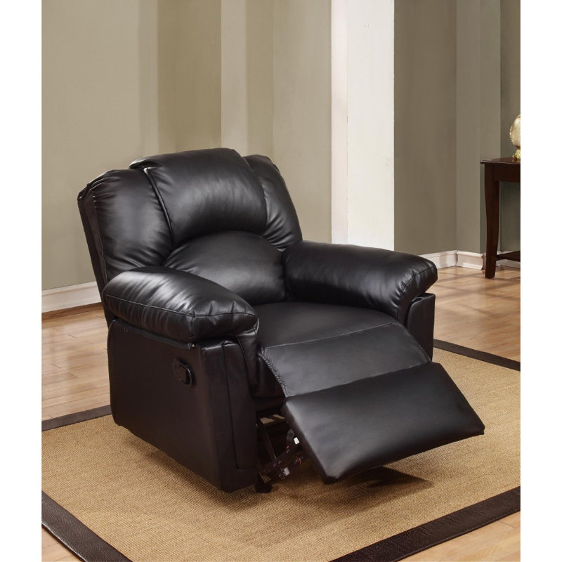 Brincken Faux Leather Recliner, Black Faux leather
