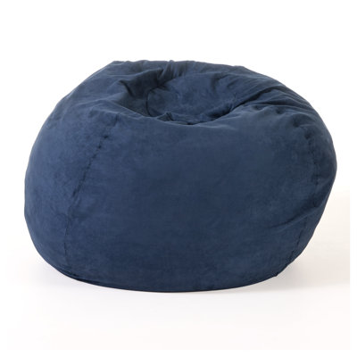 5-Foot Shredded Foam Bean Bag Chair with Microsuede Cover - Comfortable Floor Lounge for Kids and Adults, Midnight Blue
