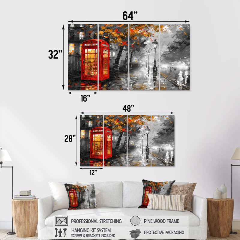 Victoire - Ensemble de décoration murale cabine téléphonique, H 28 po x l 48 po