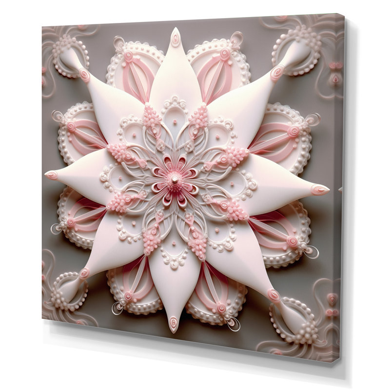 Abstrait fleur de lotus rose clair sur toile, H 16 po x l 16 po x P 1 po, Toile tendue