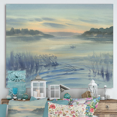 «Pastel Morning Clouds over Awakening Lake», reproduction d'art sur toile