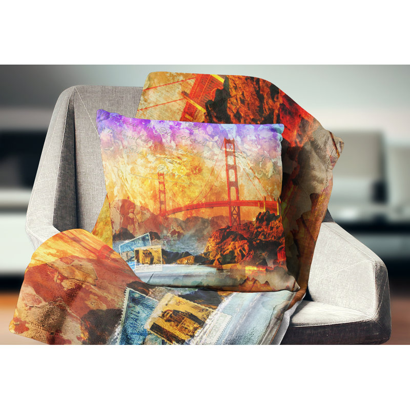 Coussin San Francisco Bridge - Cityscape, 16 po x 1 po, Carré