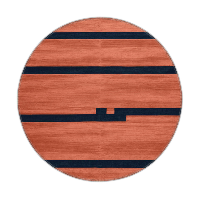 Tapis intérieur / extérieur rose HorizontalStripes, Rond 5 pi