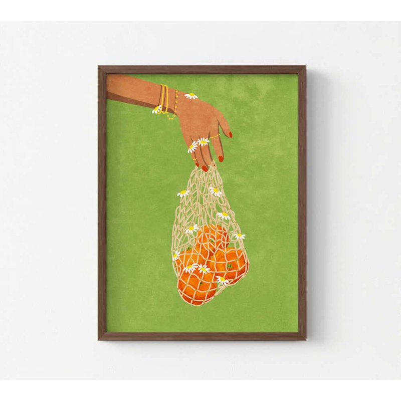 Impression orange: papier texturé, prêt à être accroché, 24" H x 18" W, Impression encadrée sans passe-partout, Brun