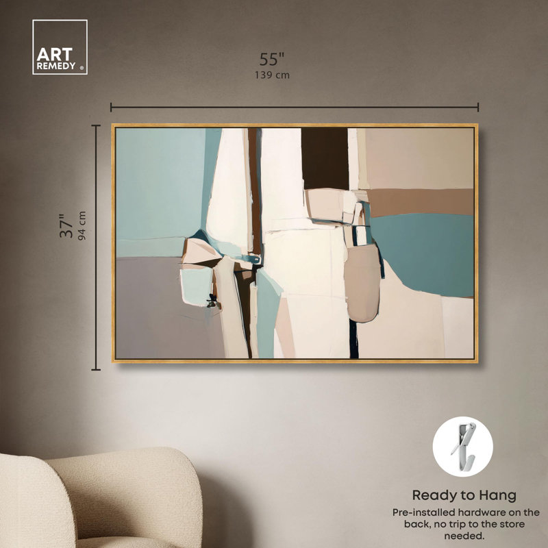«Harmony of Neutrals II Boho», reproduction d'art sur toile par Art Remedy, H 15 po x l 10 po, Gold Frame