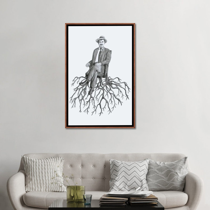 Racines - reproduction d'art murale - toile encadrée, 48" x 32", Framed Canvas, Brown