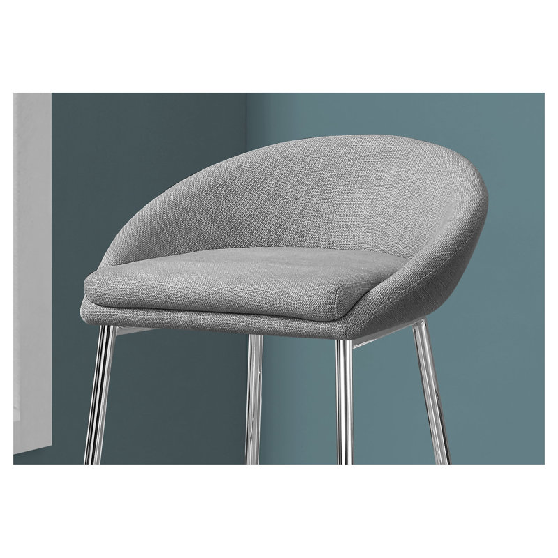 Ensemble de 2 tabourets de bar avec revêtement en tissu gris et pieds chromés, 30