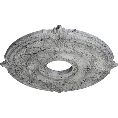 Endurathane Attica Ceiling Medallion, 18"OD x 4"ID x 5/8"P (Fits Canopies up to 5"), Hand-Painted Ultra Pure White Crackle Finish