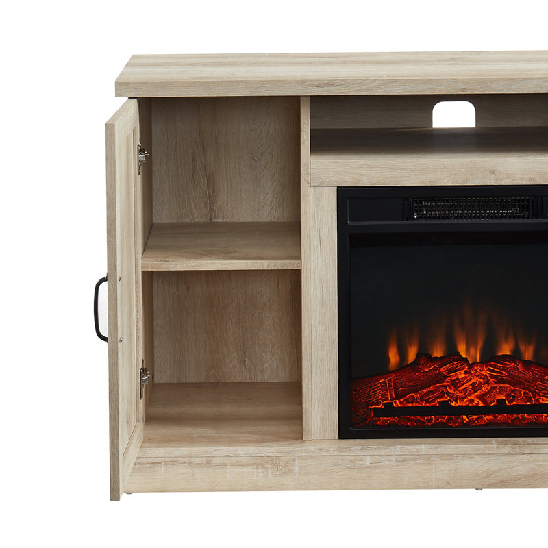 Meuble télé avec foyer électrique pour téléviseur de 55 po ou moins Bradgate, Chêne blanc