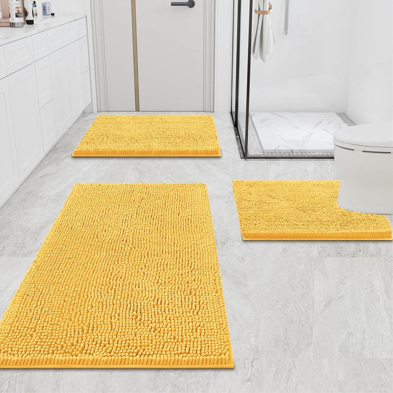 Tapis pour salle de bain Raazia, Jaune