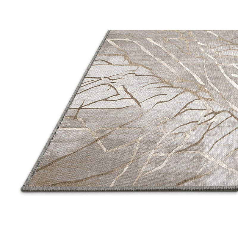 Machine Washable Gray Area Rug, Round 3'