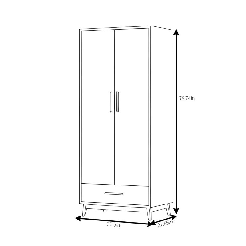 Garde-robe moderne et simple, Noyer/blanc