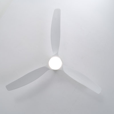 52" 3-Solid Wood Blade Transitional Modern Flush Mount Dimmable Led Ceiling Fan With Light Kit And Remote Control