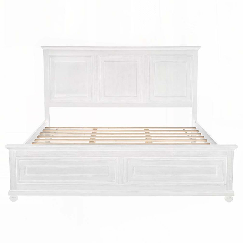 Lit en pin avec tête et pied de lit hauts, Blanc