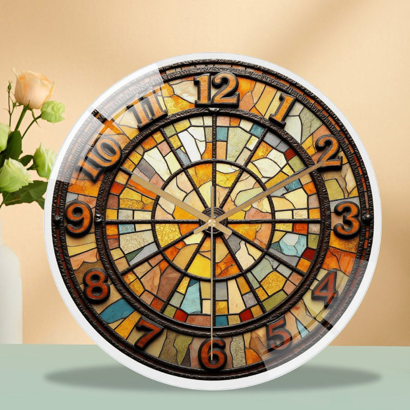 Horloge murale en verre coloré, horloge murale 12 po
