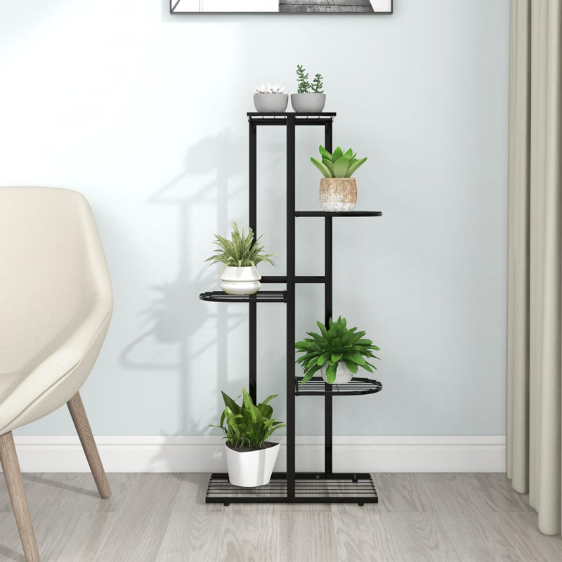 Présentoir à fleurs sur 4 niveaux avec support en métal 29,9 "/ 38,6", Noir