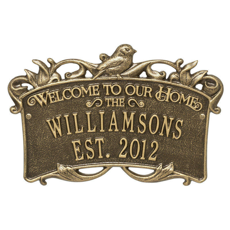 4-Line Wall Address Plaque, Antique Brass, Yes