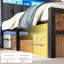 Lit plateforme moderne en bois et métal avec tête de lit rembourrée, éclairage DEL, station de recharge et rangement sous le lit-652386856-652386859