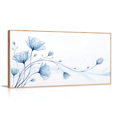 Ensemble de 1 tableau mural sur toile à motif floral bleu