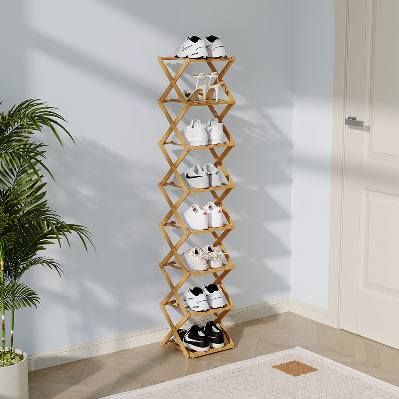 Stackable Shoe Rack, 122cm H x 26cm W x 26cm D, Light Brown