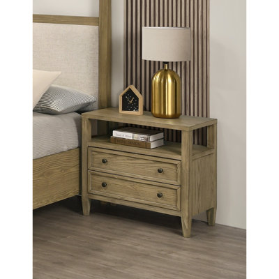 Table de chevet 2 tiroirs 1Pc avec tablette ouverte