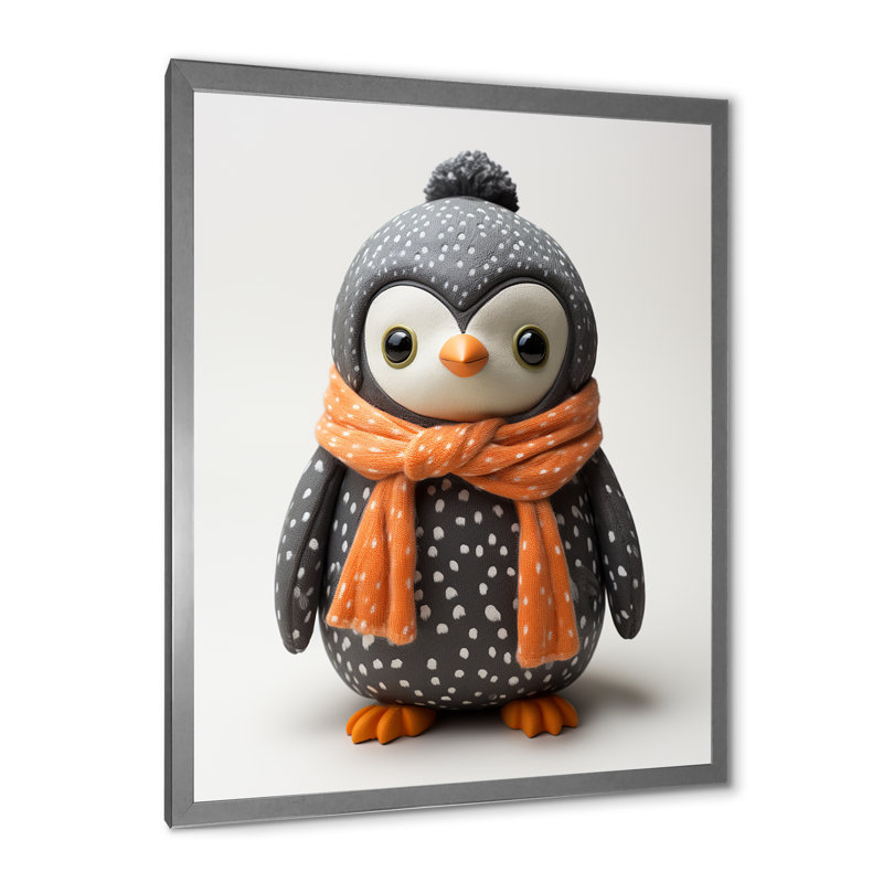 Jouet pingouin ludique sur toile, H 20 po x l 12 po x P 1 po, Cadre photo argenté