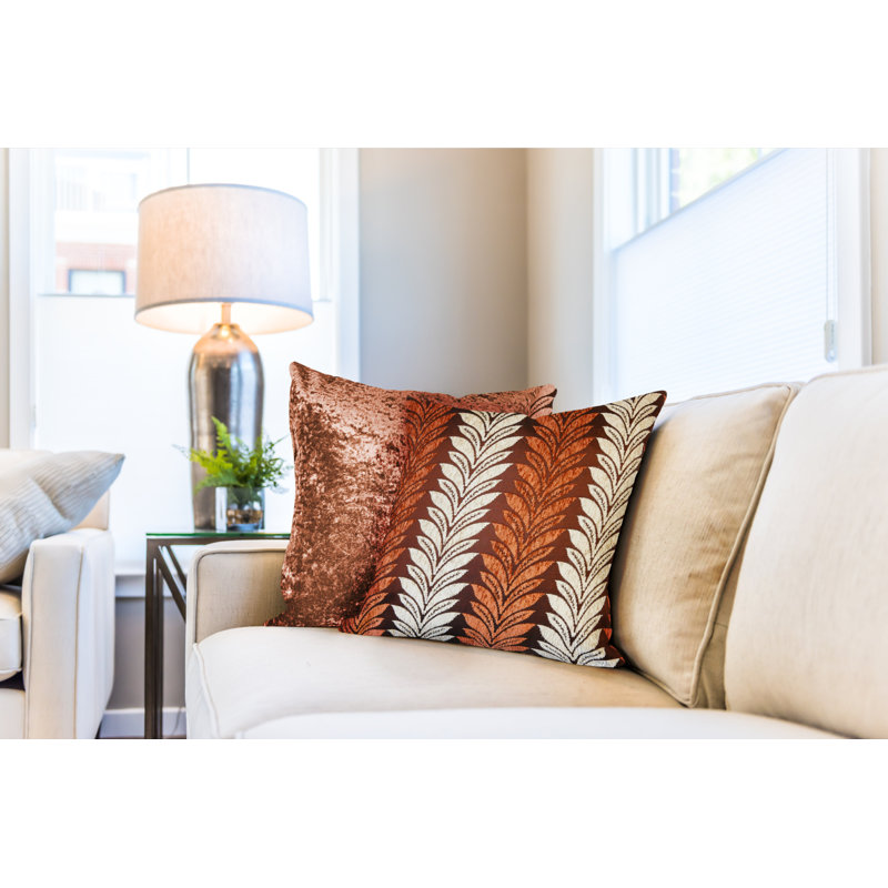 Seraphina Abstract Square Throw Pillow Cover, Orange/Cream