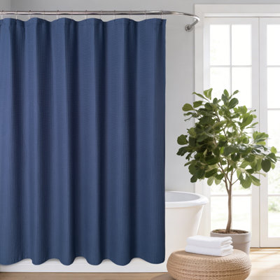 Cotton Blend Waffle Single Shower Curtain