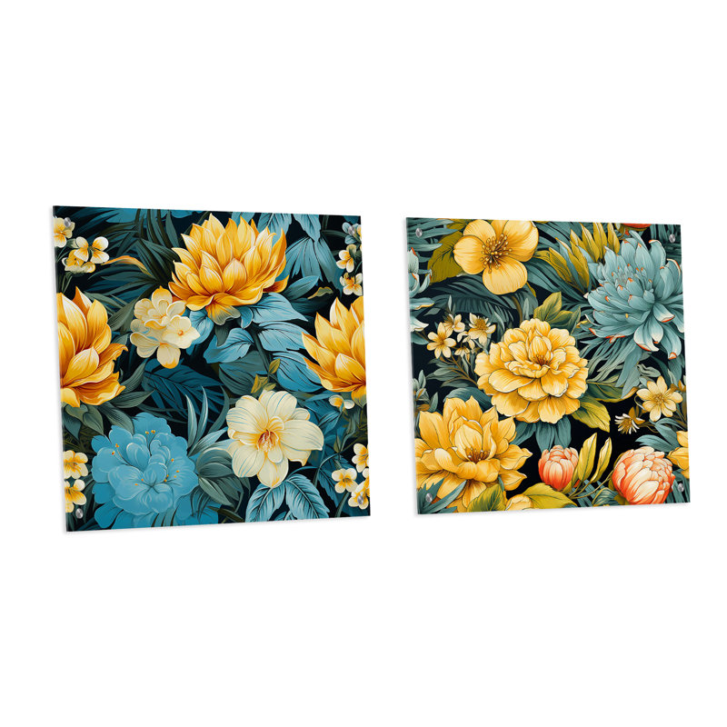 Pineapple Serenity - motif tropical - ensemble de 2 verres muraux en acrylique, H 16 po x l 33 po
