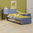 L-Shaped Upholstered Platform Bed With Trundle And Two Drawers Linked With Desk