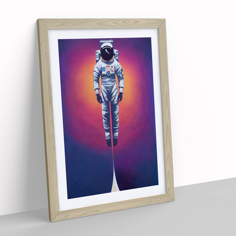 Ascending Astronaut - Single Picture Frame Print, 64cm H x 46cm W, Light Brown